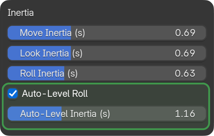 Auto-Level Roll and Inertia