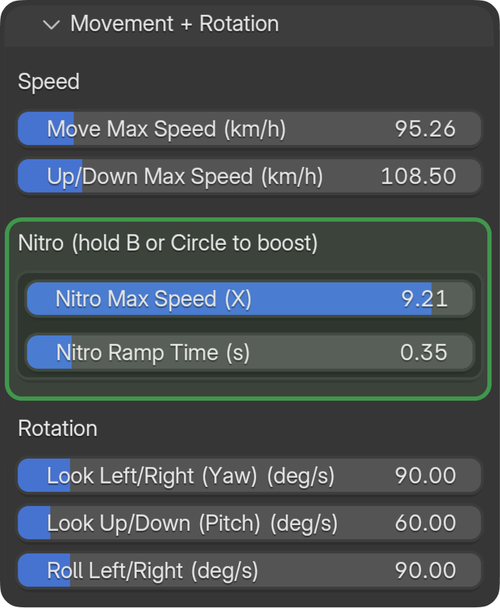 Nitro settings